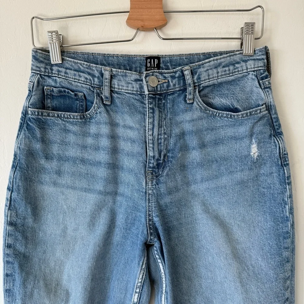 Gap Denim Girls Boho Medium Wash Distressed Mom Jeans Size 18